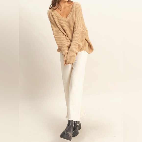 #813 🛑042 S,M,L Fabulous Oversized V-Neck Knit Sweater Top - Picture 1 of 16